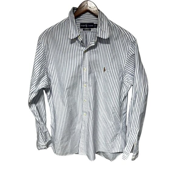 Ralph Lauren Striped Oxford White/Blue Size Large - Picture 1 of 6